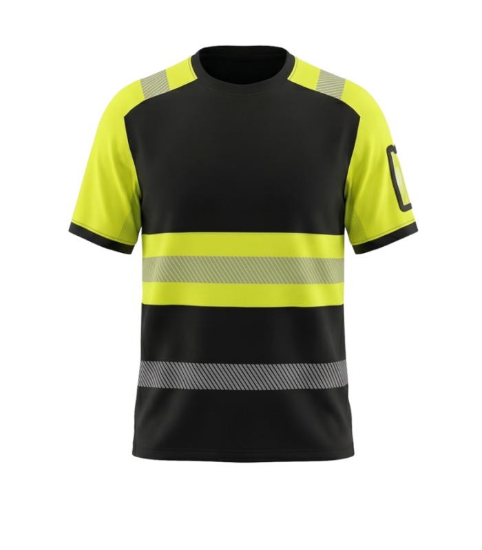 BoSafety RICO T-särk Hi-Vis kl.1 must/kollane