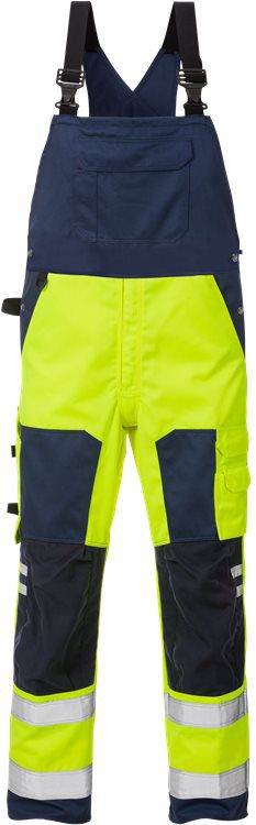 Fristads 1015 PLU traksipüksid Hi-Vis kl.2, kollane/tumesinine
