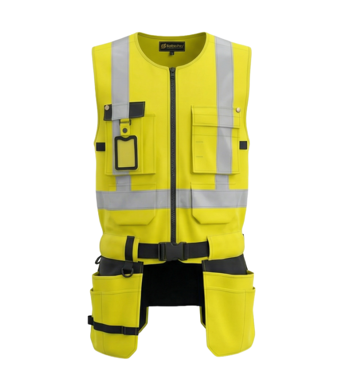 BoSafety TACTICAL ripptaskutega vest Hi-Vis kl.2 kollane