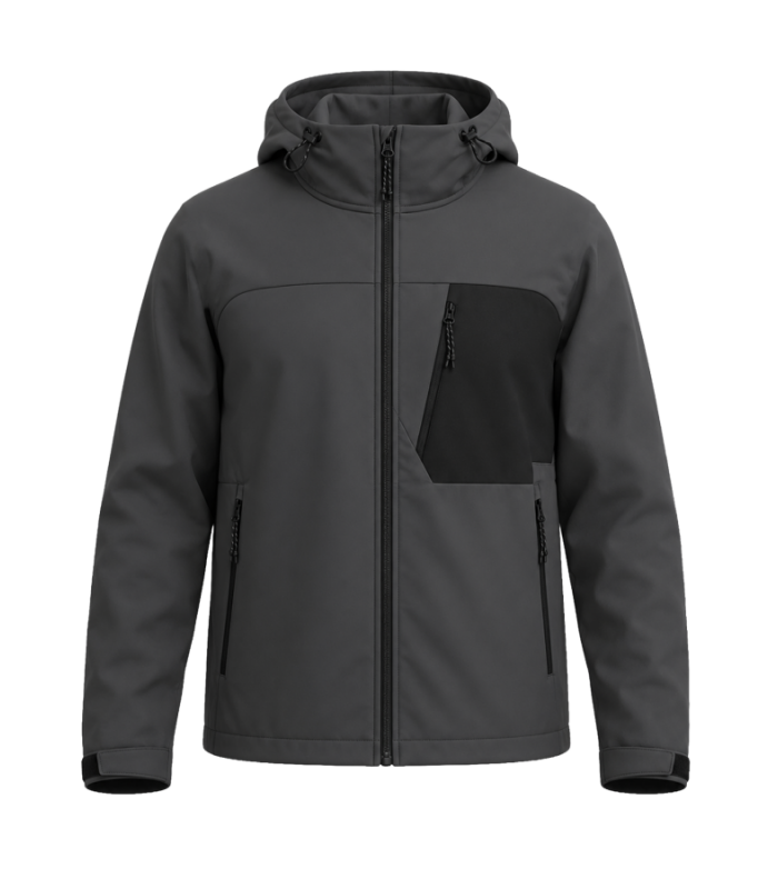 BoSafety LIMA Softshell jope kapuutsiga hall/must
