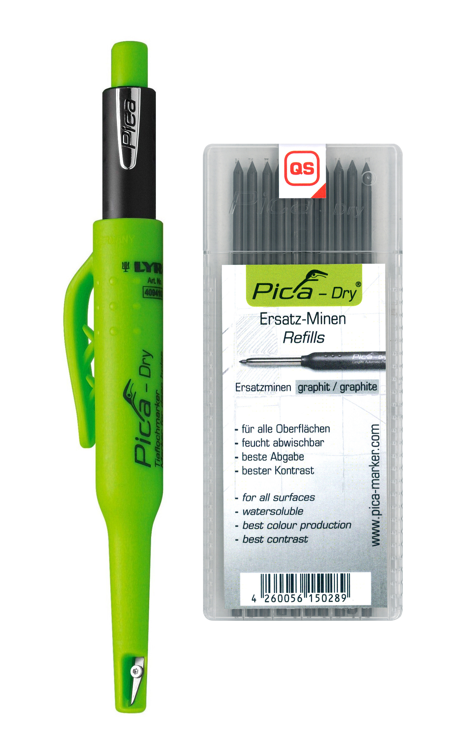 PICA-Dry 2B pliiatsi grafiitsüdamikud mustad 10tk