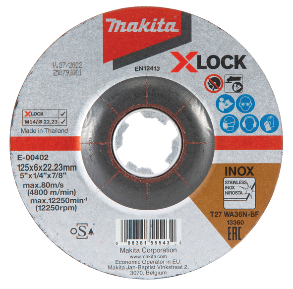 MAKITA lihvketas 125X6mm, X-LOCK (WA36N), INOX