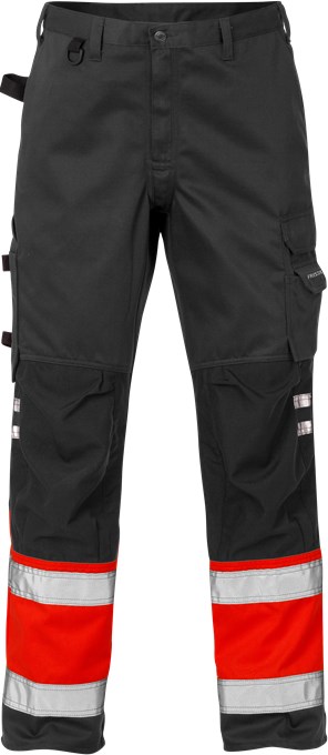 Fristads 2032 PLU püksid HI-VIS kl1 must/punane