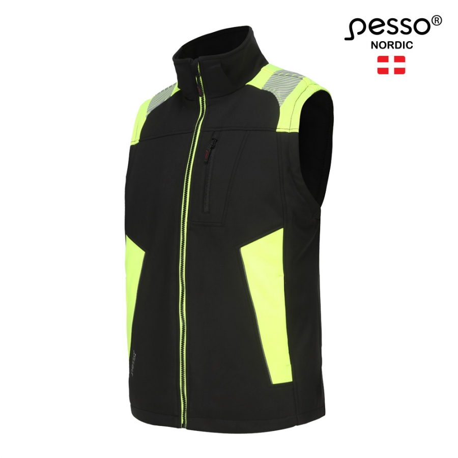 Pesso softshell vest must/kollane