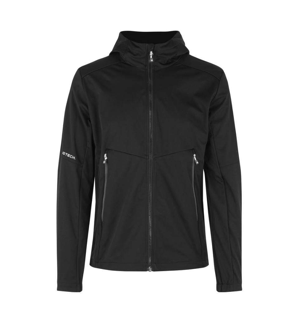 ID softshell meeste jakk kapuutsiga must